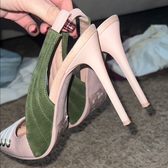 Fenty Puma by Rihanna Pink and Green Slingback laced Heels - Picture 4 of 8